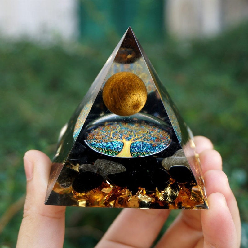 Tiger Eye Orgonite Pyramid Healing